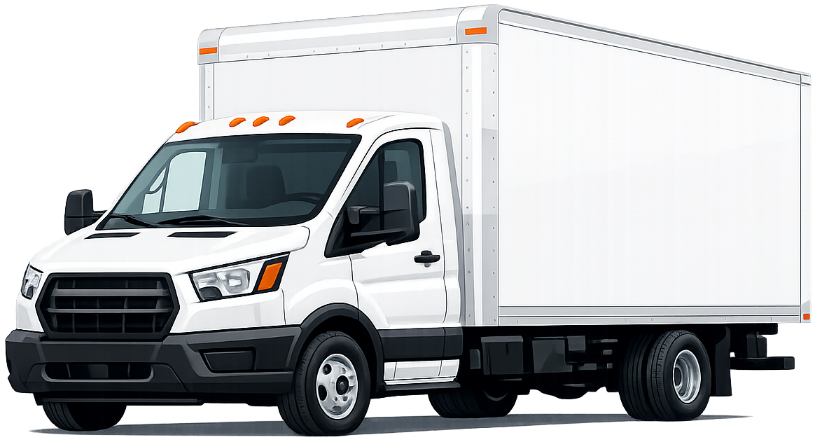 Box truck, three-quarter left view